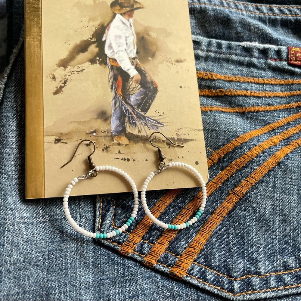 Bluejay boutique Beaded hoop western earrings
